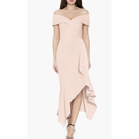 Xscape Off the Shoulder Handkerchief Hem Cocktail Dress in Blossom Size 4. NWT - Picture 8 of 13